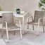 Chaises de salle à manger d'extérieur en aluminium 2 pièces avec siège en corde taupe, structure argentée, siège moderne 2, ambiance relaxante