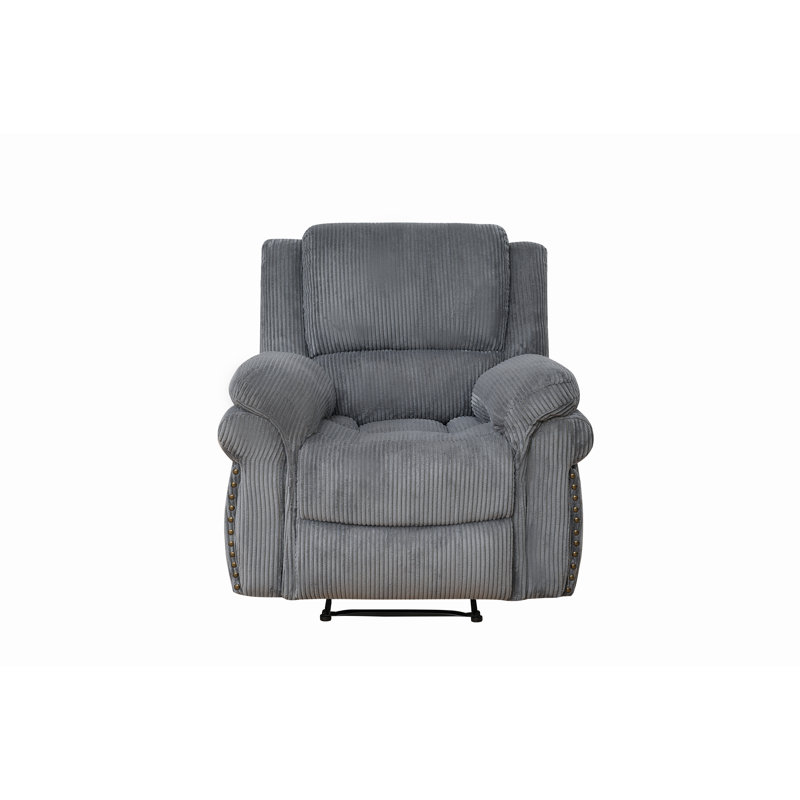 Dark Grey Corduroy Recliner Motion Chair, Modern Reclining Sets For Living Room/RV/Apartment