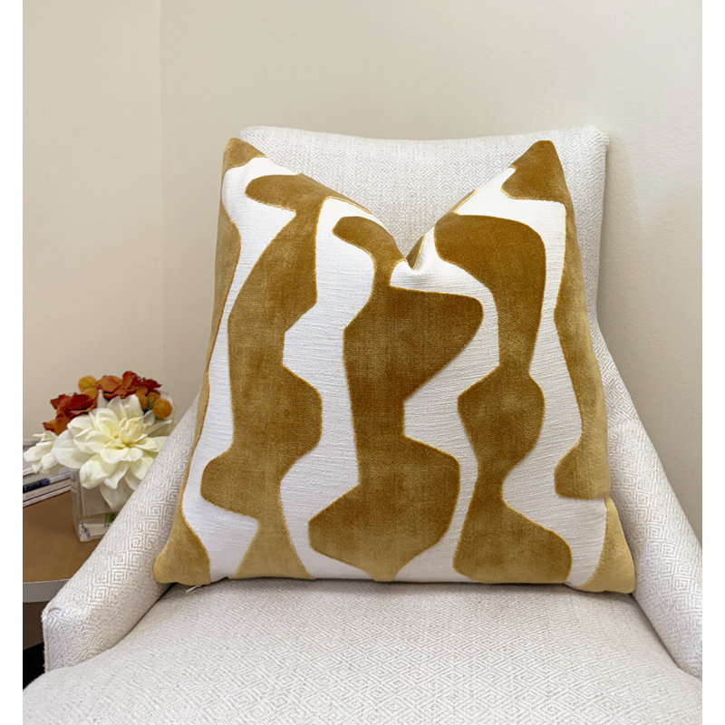 Housse de coussin en velours Abstract, Gold, 20x20"