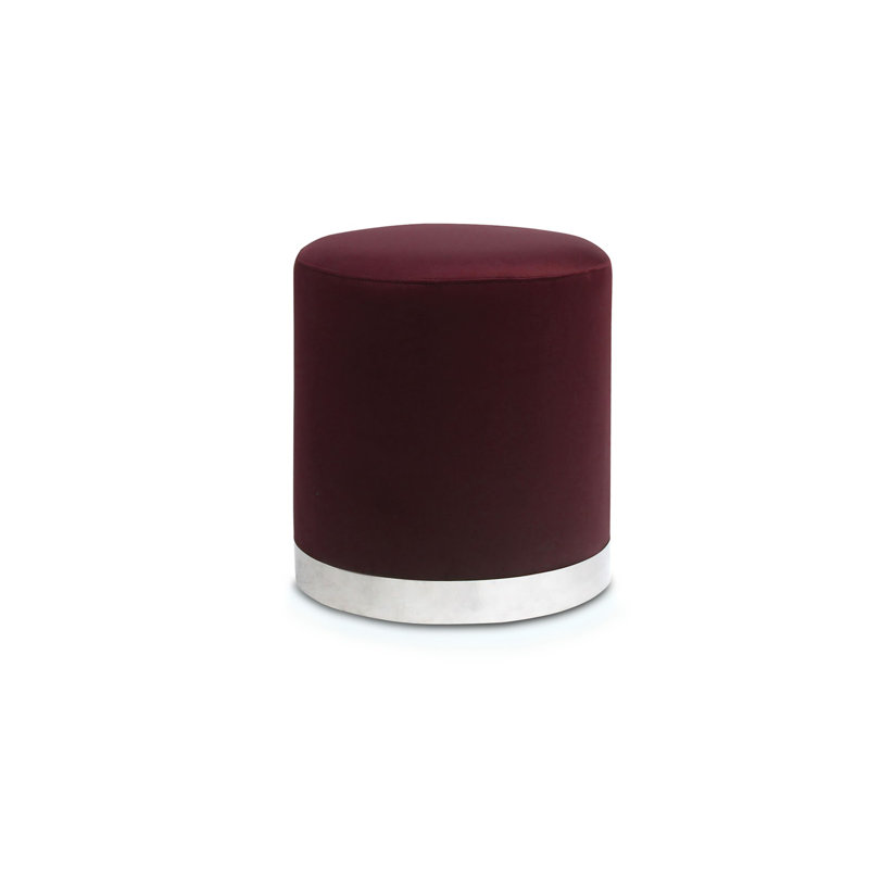 Gottlieb Steel Accent Stool, Chrome, Burgundy