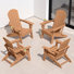 Set of 4 Folding Adirondack Chairs, Wood Texture, Cup Holder, All-Weather HDPE