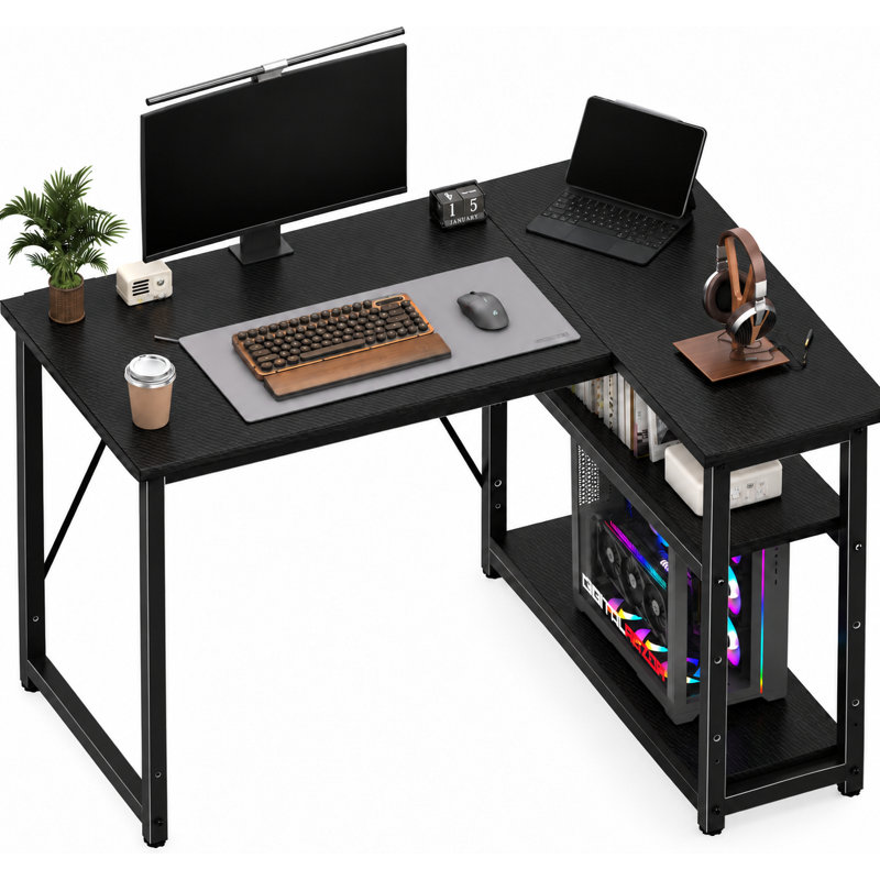 L-Shaped MDF Steel Computer Desk, 120cm