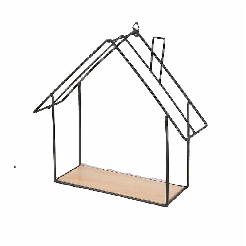 Tablette flottante carrée en bois massif, Noir