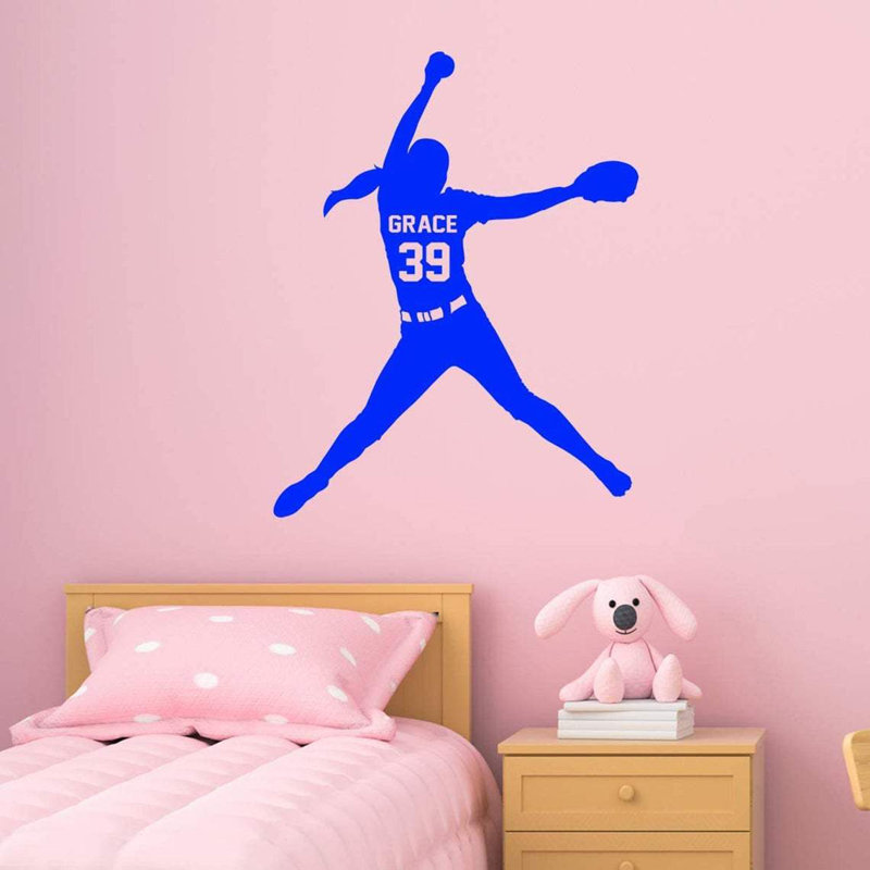 Adhésif décoratif pour cruche de balle Trinx Girls Softball - CS39, Bleu, H 23 po x l 18 po, Oui