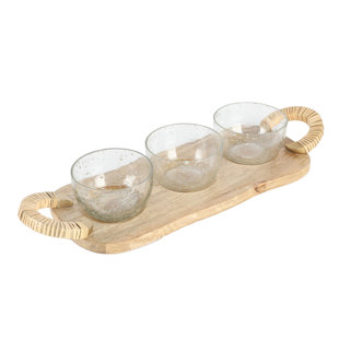 Ensemble de 4 plats à condiments en bois de manguier Cravings By Chrissy