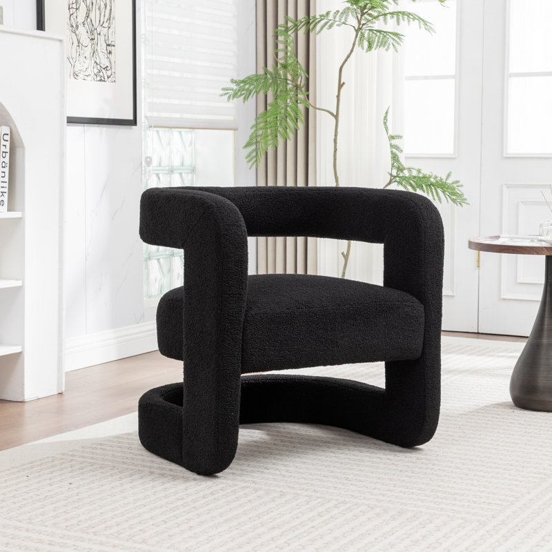 Fauteuil demi-tonneau Divaraj, Ours en peluche noir
