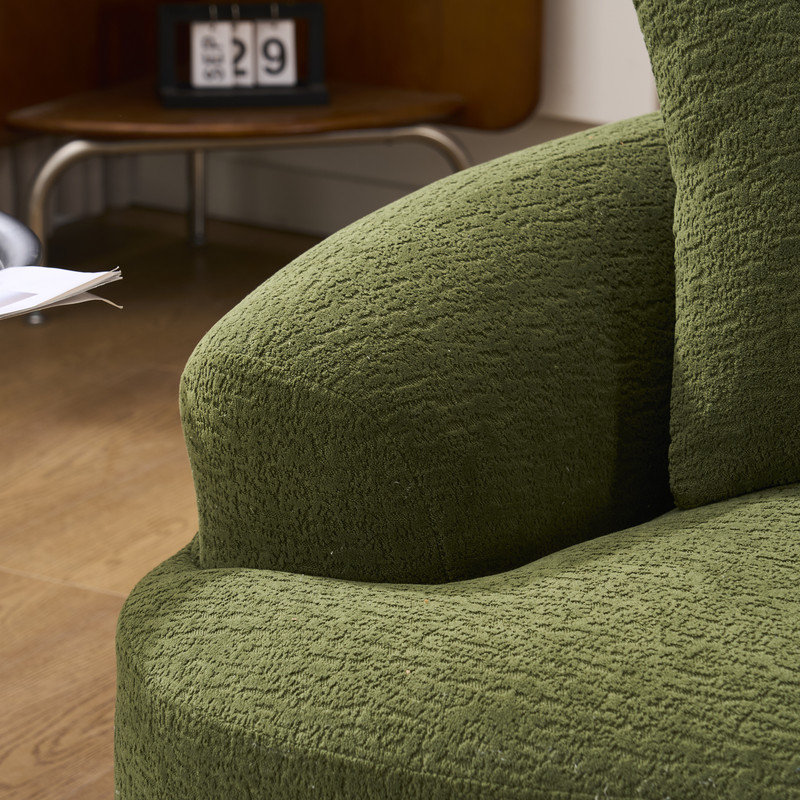 Canapé Boneless avec tissu en chenille grain de bois, canapé en éponge haute densité, canapé compact sans assemblage pour petits espaces et appartements, capacité de 300 lb