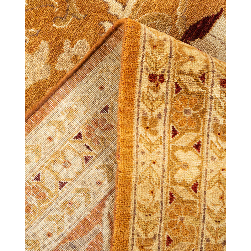 Tapis unique brun / beige / rouge noué à la main de 9 pi 1 po x 11 pi 7 po Haynie