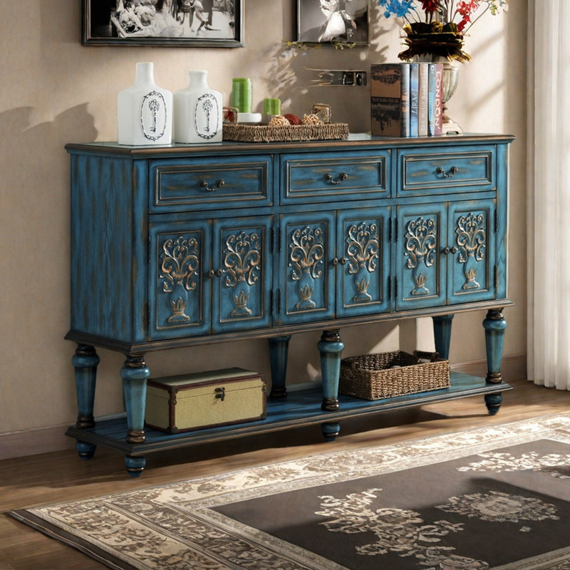 Buffet d'entrée de style rétro américain, Bleu