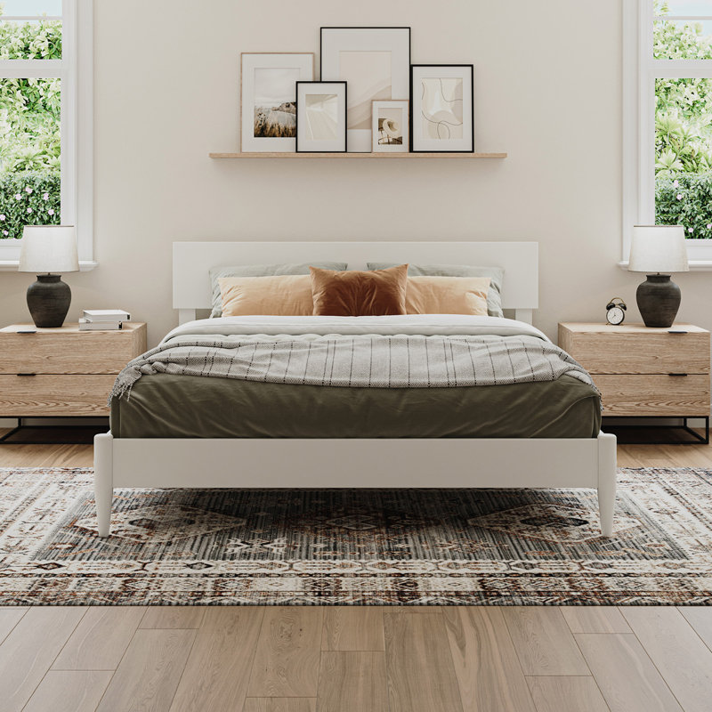 Amandaleigh Solid Wood Panel Bed, Queen, White