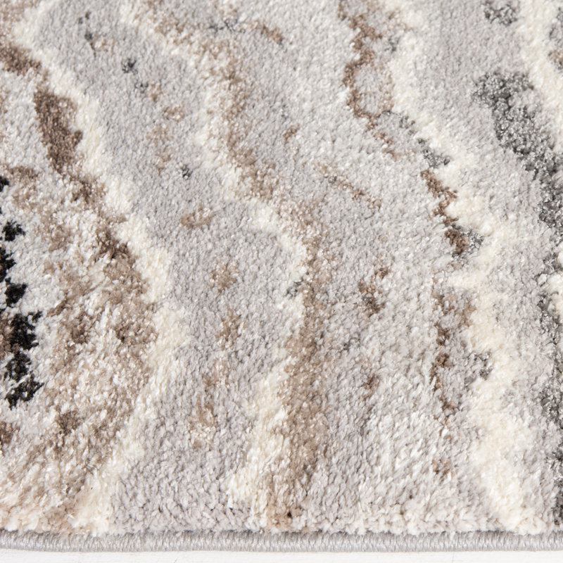 Orren Ellis Textures Phlyntom Gray Area Rug, Rectangle 5' x 7'6"