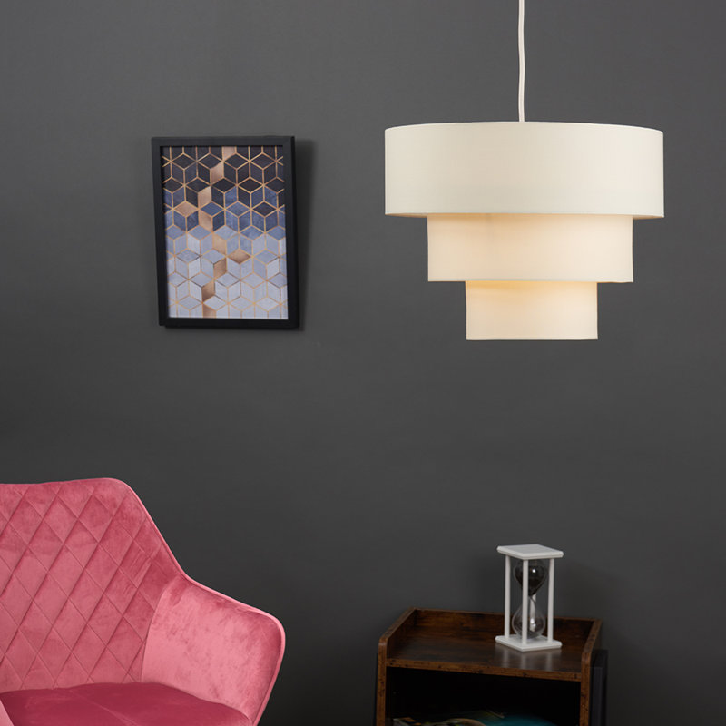 30cm H Cotton Drum Pendant Shade ( Screw On ), Cream