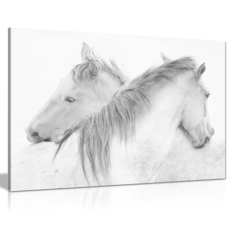 White Horses Embracing - Wrapped Canvas Print, 31cm H x 46cm W