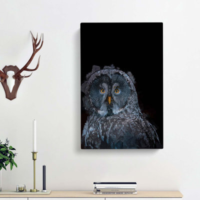 Great Grey Owl in Abstract - Wrapped Canvas