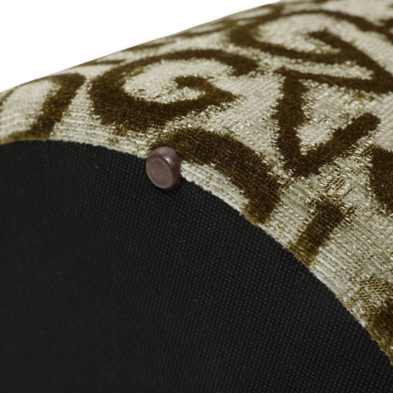 Pouf de rangement rond de 38 cm avec bande métallique, vert olive, Patterned Green