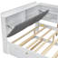 Lit plateforme double en bois blanc avec lit gigogne, rangement intégré et tête de lit-1244812462