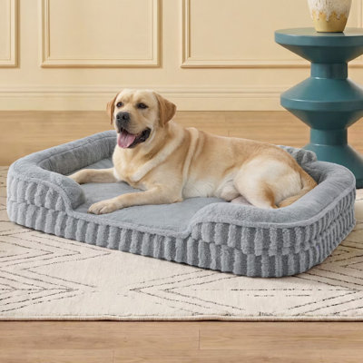 Lit orthopédique imperméable Lesure Cozy pour chien avec côtés, canapé pour animaux de compagnie en mousse alvéolée à dossier haut avec fond antidérapant et housse amovible lavable