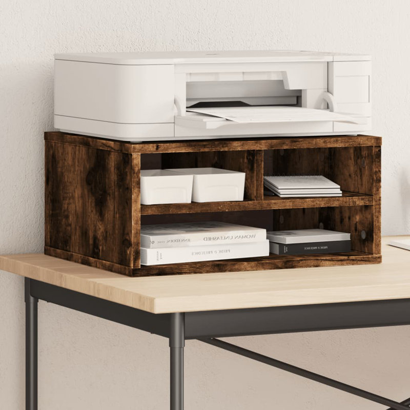 22.5cm H Printer Stand, 22.5cm H x 49cm W x 40cm D, Smoked Oak