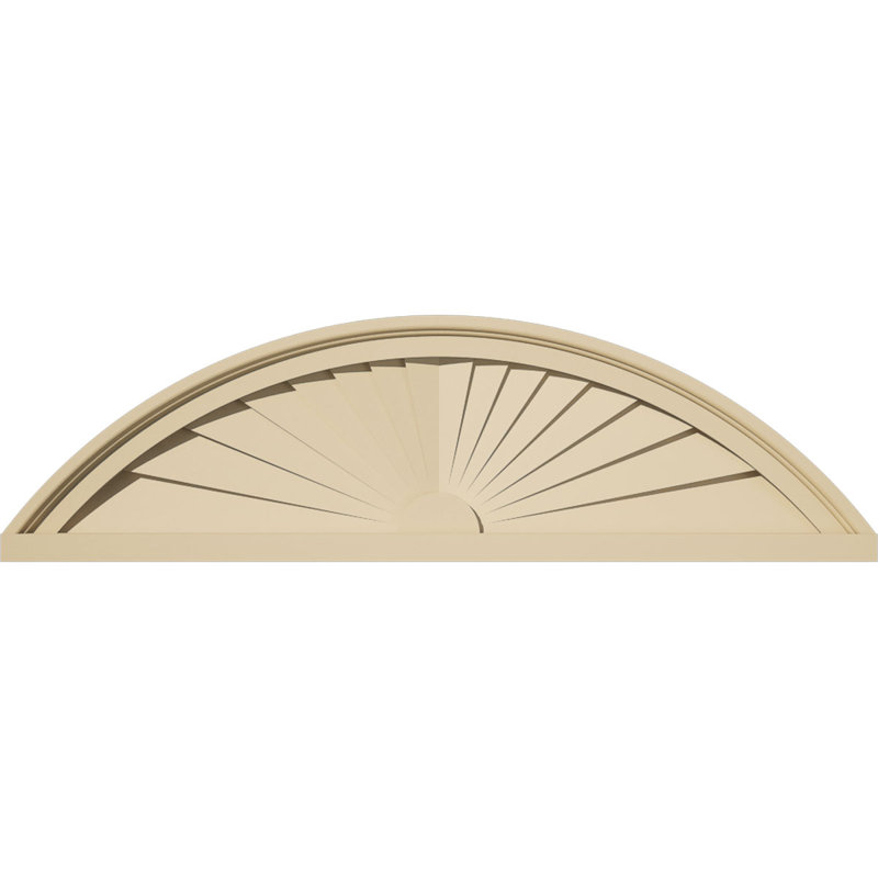 Segment Arch Sunburst Signature Urethane Combination Pediment, Primed Tan, 32" x 9" x 2", None