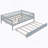 Wood Daybed With Trundle And Fence Guardrails-1104622498-1104622497
