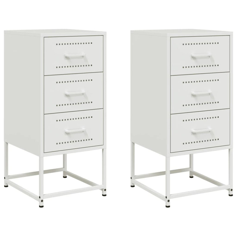 Raddatz 36cm W Steel Bedside Table, White, Set of 2