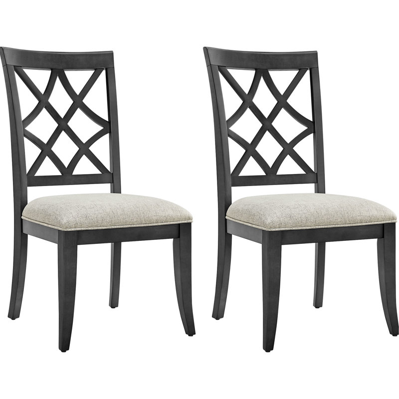 2 pièces, chaises de salle à manger rembourrées de style Mid-Century, couleur chêne foncé, 2 pièces en bois massif, sièges confortables