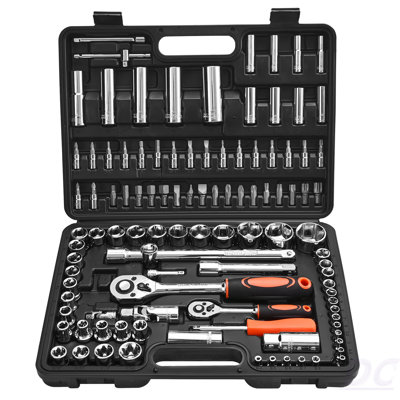Socket Set, 108 Pieces, 1/4 & 1/2 Inch Drive Socket And Ratchet Set, Metric Size From 4 To 32 Mm, Mechanic Tool Kit With Bits, Accessories, Storage Case, CR-V Alloy Steel, For Automotive Repair