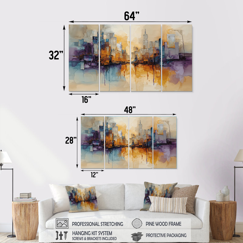 Odarius - encre liquide - art mural abstrait, 4, H 28 po x l 48 po