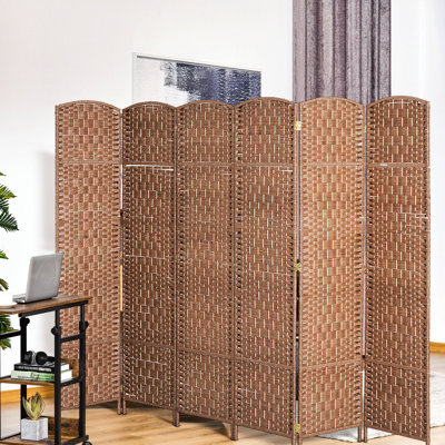 6' Tall Room Divider Privacy Screen - Natural Weave, Fashionable 6 Partition, Foldable And Protected Arrangement Weave 6 Panel Natural, Stylish Partition For Privacy, Folding Design Easy Portability