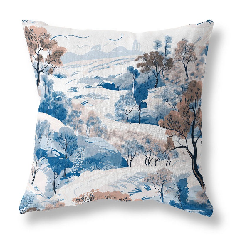 Coussin décoratif réversible à motif floral Leaf Magic Stories, H 16 po x l 16 po, Bleu / rose