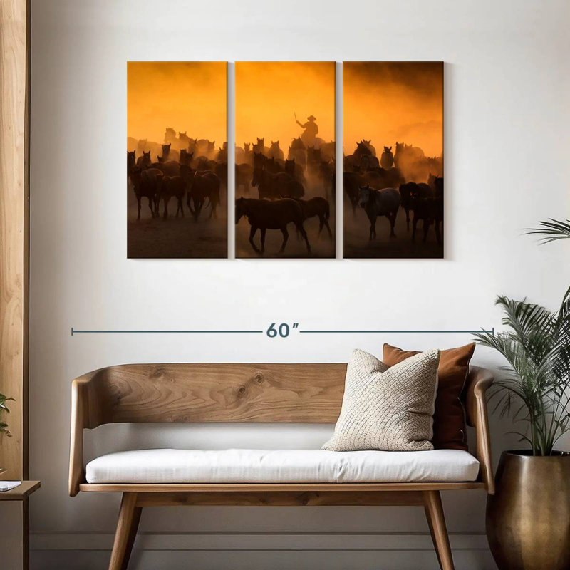 Lelar Herding Horses, 28" H x 45" W