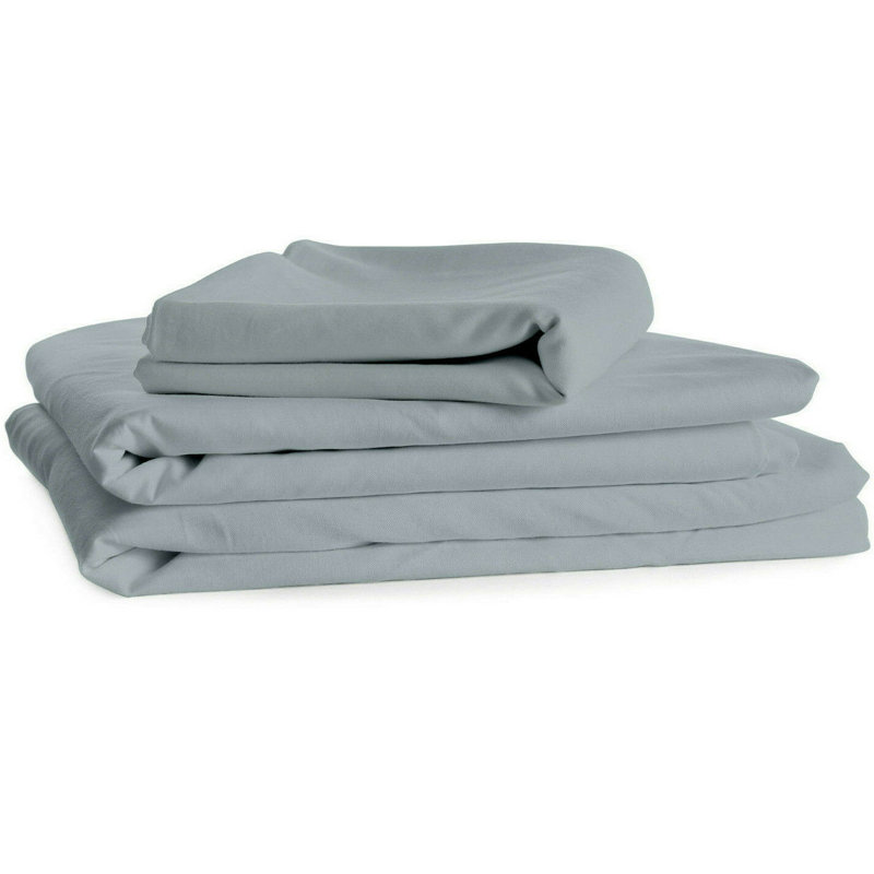 Ensemble de draps 4 pièces pour très grand lit, Gris clair