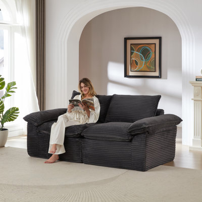 Modern Corduroy Cloud Sofa With Comfortable Seating And Versatile Combinations For Home, Apartment, And Office