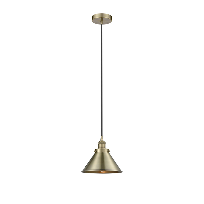 Luminaire suspendu conique à 1 lumière Robert, Laiton antique