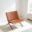 Chaise d'appoint en cuir orange, pieds noirs modernes pour le bureau à domicile de la chambre à coucher-714345682