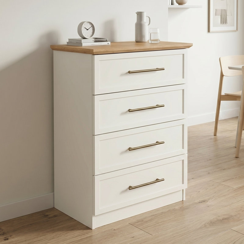 Cleverdon Feya 4 Drawer Chest Of Drawer, Ivory
