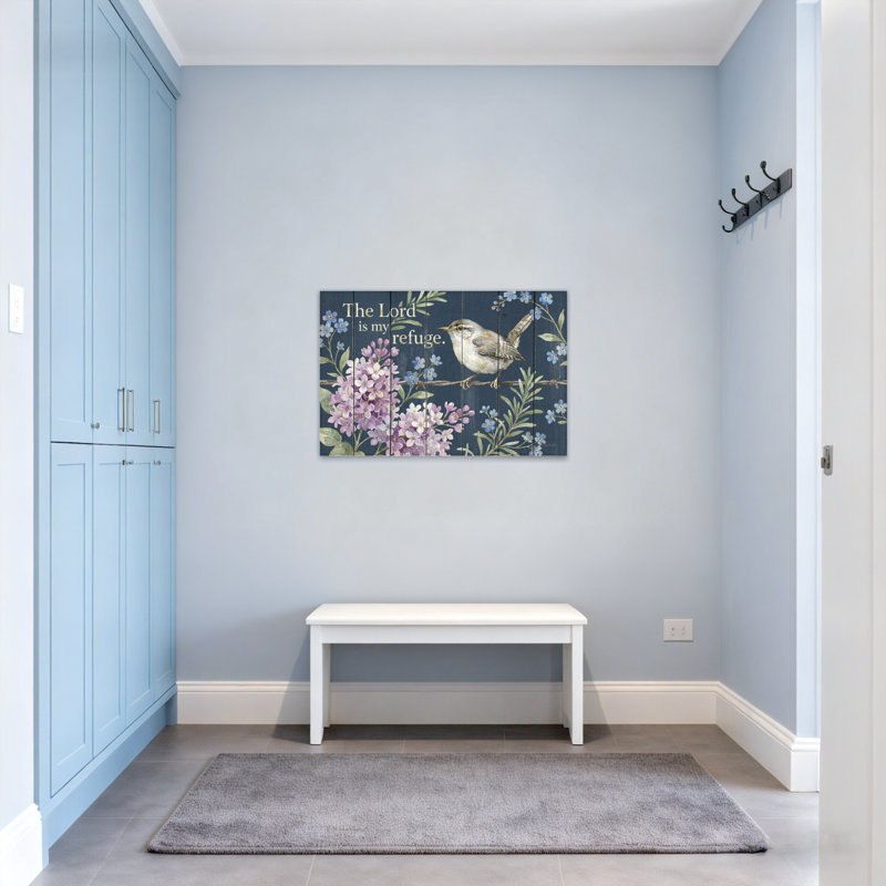 Texte et chiffres Oiseau sur fil avec fleurs et texte, H 28 po x l 40 po