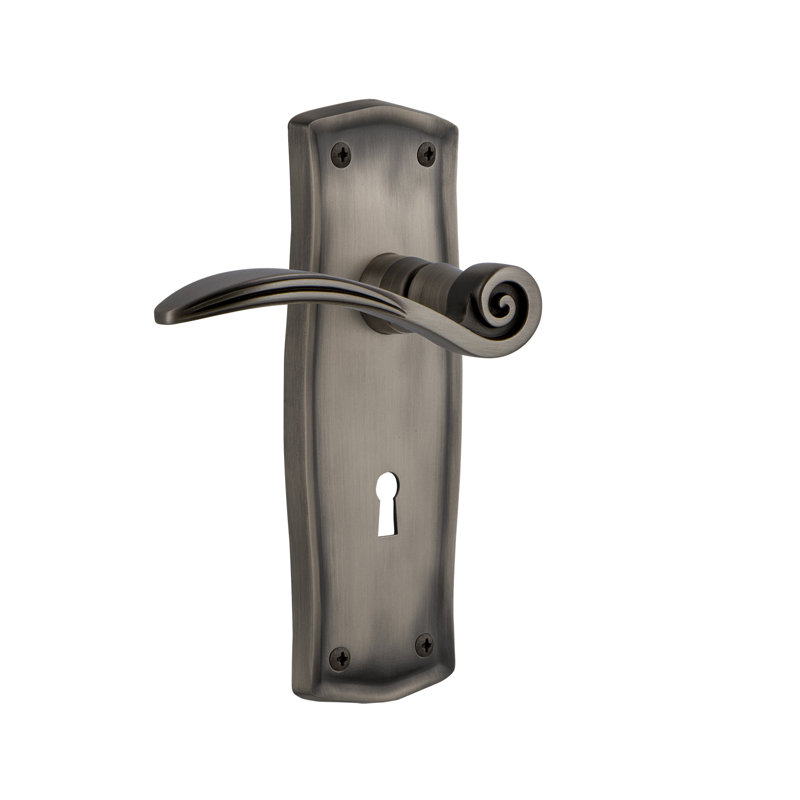 Prairie Plate Privacy (Bed & Bath) with Decorative Keyhole and Swan Lever, 2.75", Antique Pewter