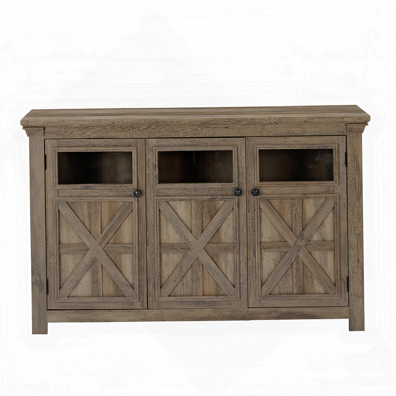 Buffet, armoire de rangement et meuble télé avec trois portes 52,99 Corrinn, H 35 po x l 53 po x P 15,35 po, Gris délavé