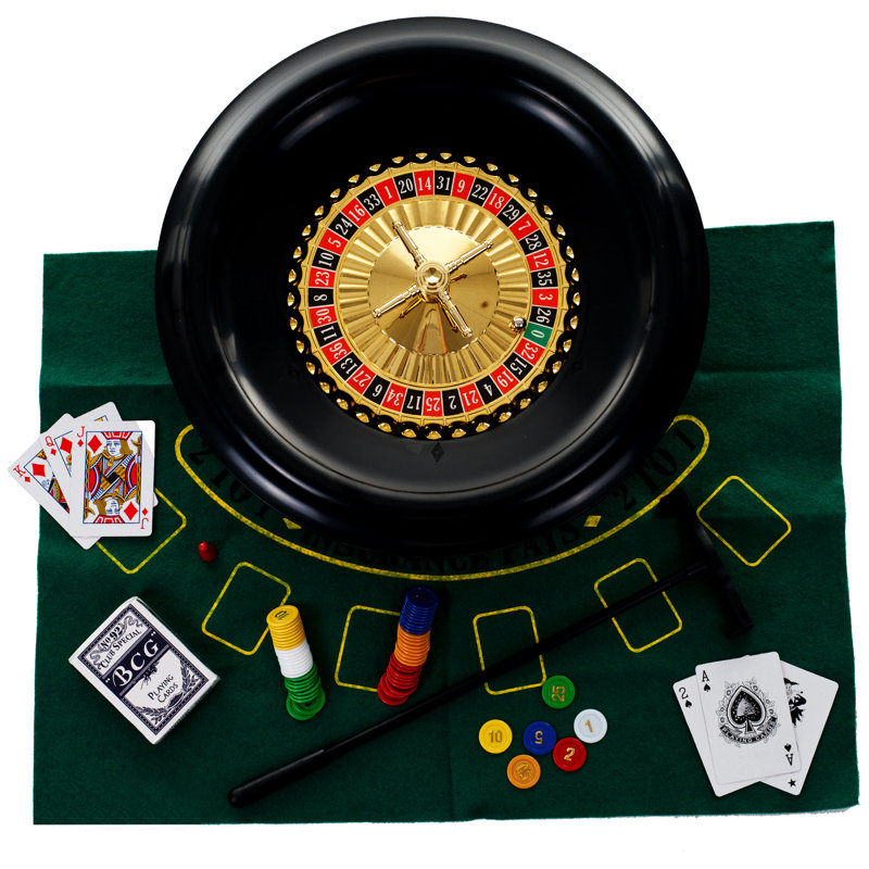Ensemble de roulettes Trademark Poker avec roulette réversible et feutre de table Black Jack, jetons, cartes à jouer et plus encore