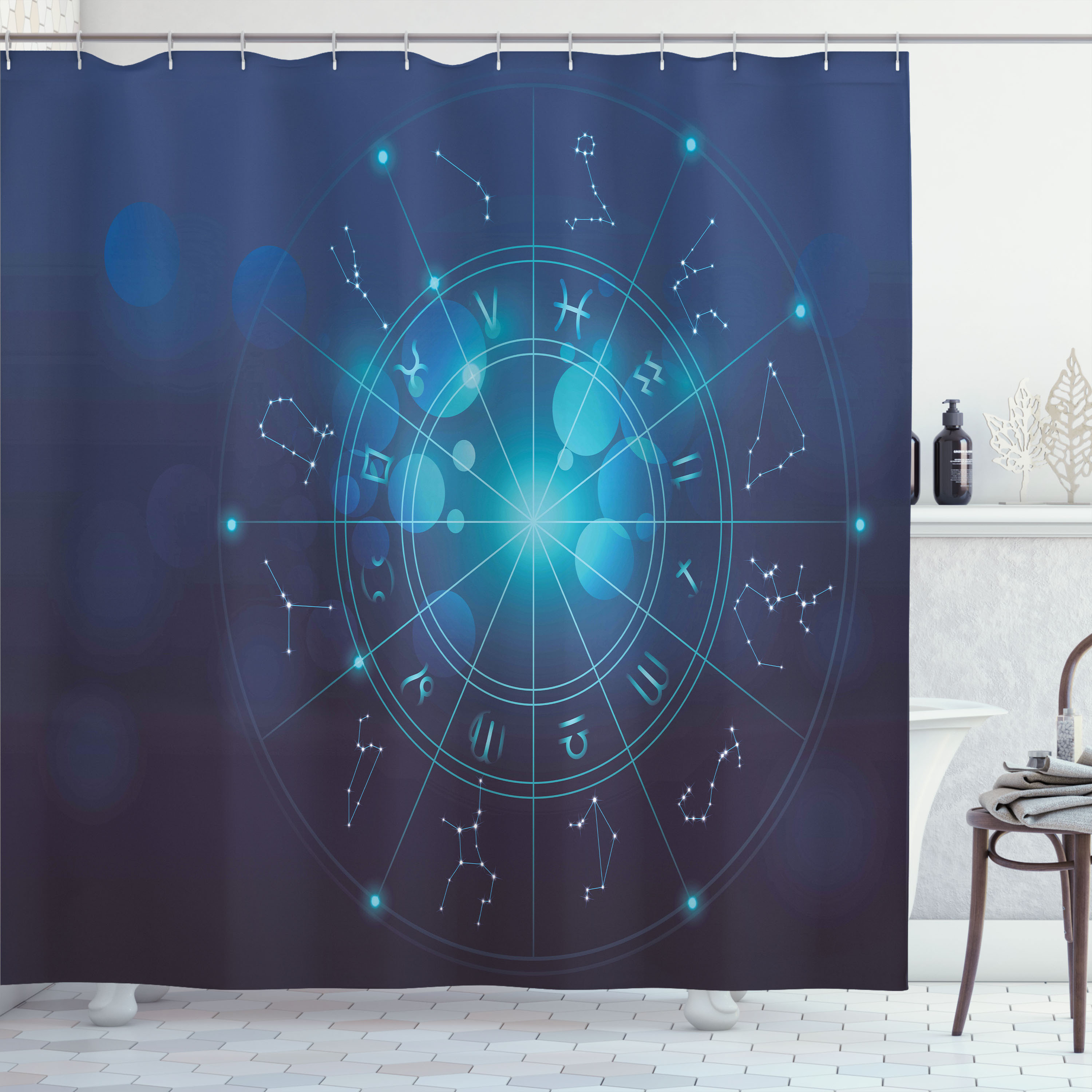 Latitude Run® Astrology Shower Curtain Zodiac Signs in Space 33721