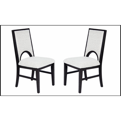 Fabric Soft Cozy Texture 2pc Dining Chairs with Upholstered Seat and Unique Arched Cutout Back