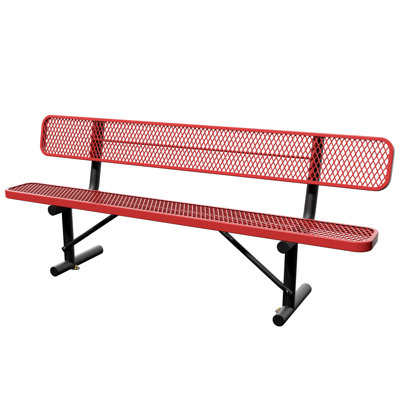 Banc de parc extérieur en métal robuste, banc de jardin, banc commercial enduit de plastique, banc d'extérieur résistant aux intempéries avec dossier