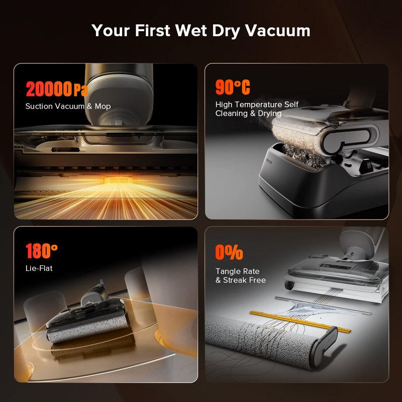 Roborock F25 GT Wet Dry Vaccum Cleaner Cordless, 20000Pa, Edge To Edge Self Cleaning Electric Mop With 180° Lie-Flat
