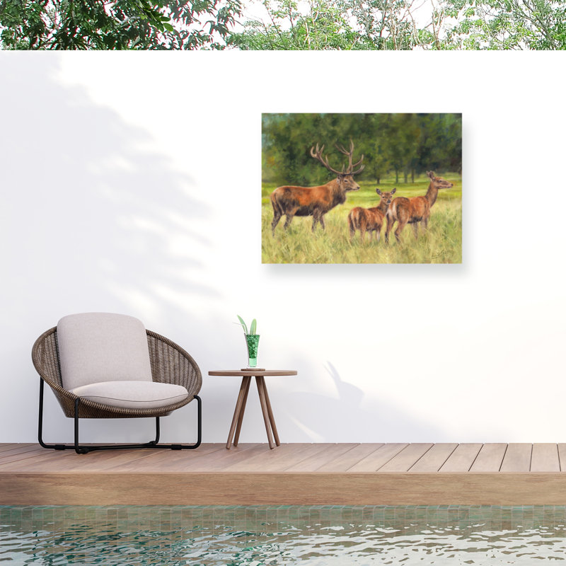 Toile extérieure David Stribble Deer Family, H 18 po x l 24 po