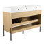 Meuble-lavabo 48 po avec lavabo simple en résine et armoire moderne à 3 portes en chêne - construction solide, assemblage facile, baignoire 48 po, lavabo, chêne, bois massif multicouche pour un élément attrayant contemporain