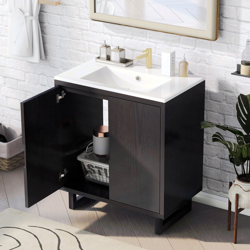 Rinah 18.1'' Single Bathroom Vanity with Top, Black