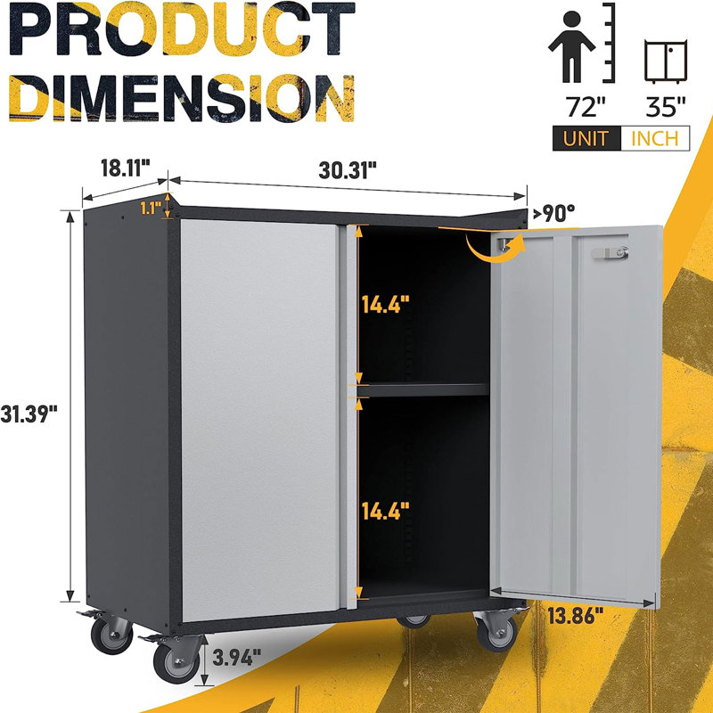 Steel Single Storage Cabinet ( 31.39 " H x 30.31 " W x 18.11 " D)