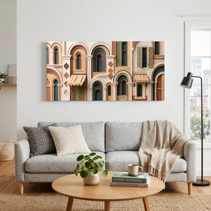 Ensemble d'une toile murale représentant une façade architecturale, L 32 po x H 16 po, Wrapped Canvas
