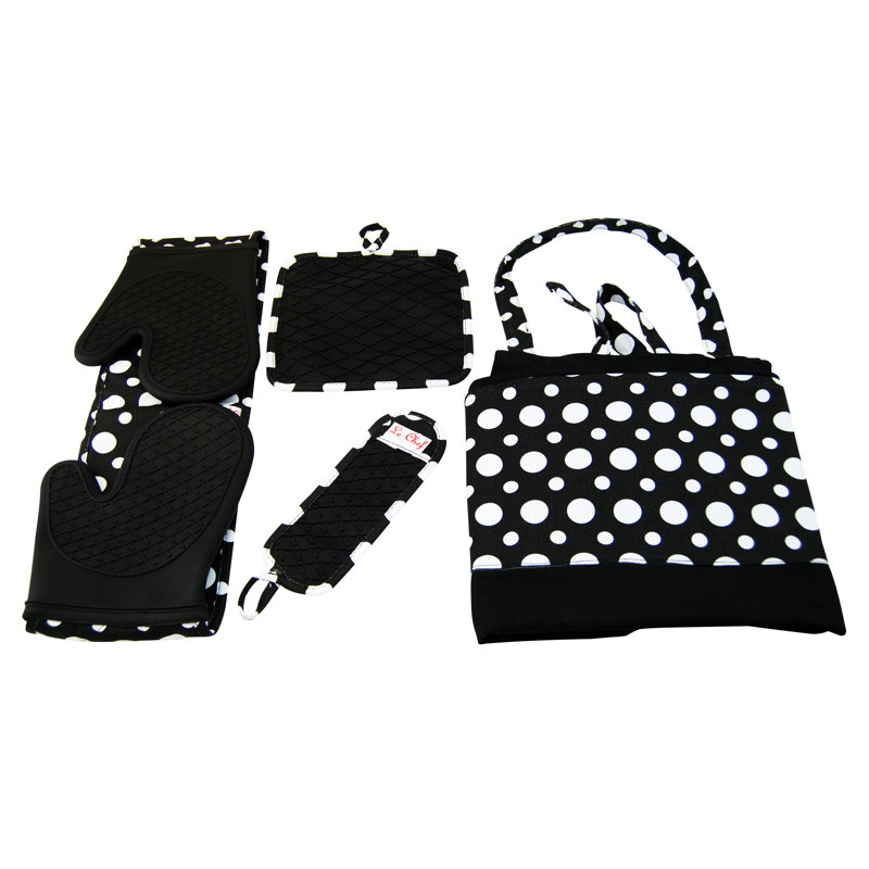 Ensemble de tablier en silicone à pois diamant, Noir